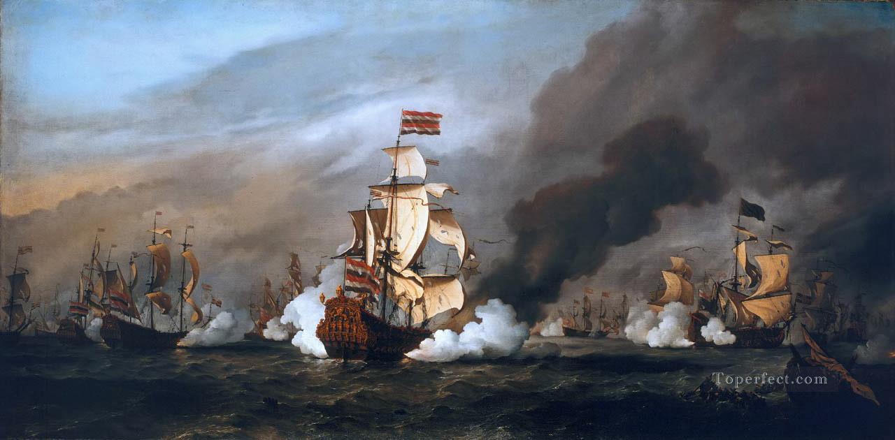 sea battle black Oil Paintings